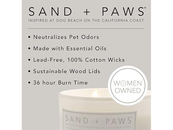 Sand + Paws Scented Candle - White Vanilla