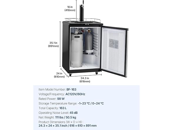 VEVOR Beer Kegerator, Single Tap Draft