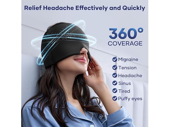 Qnoon Migraine Relief Cooling Gel Ice Head Wrap