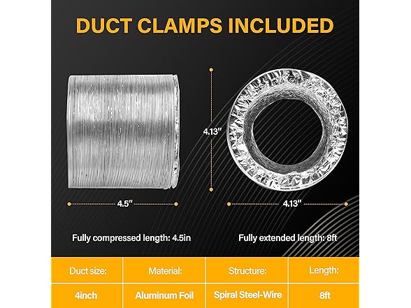 4" Dryer Vent Hose 8ft Silver