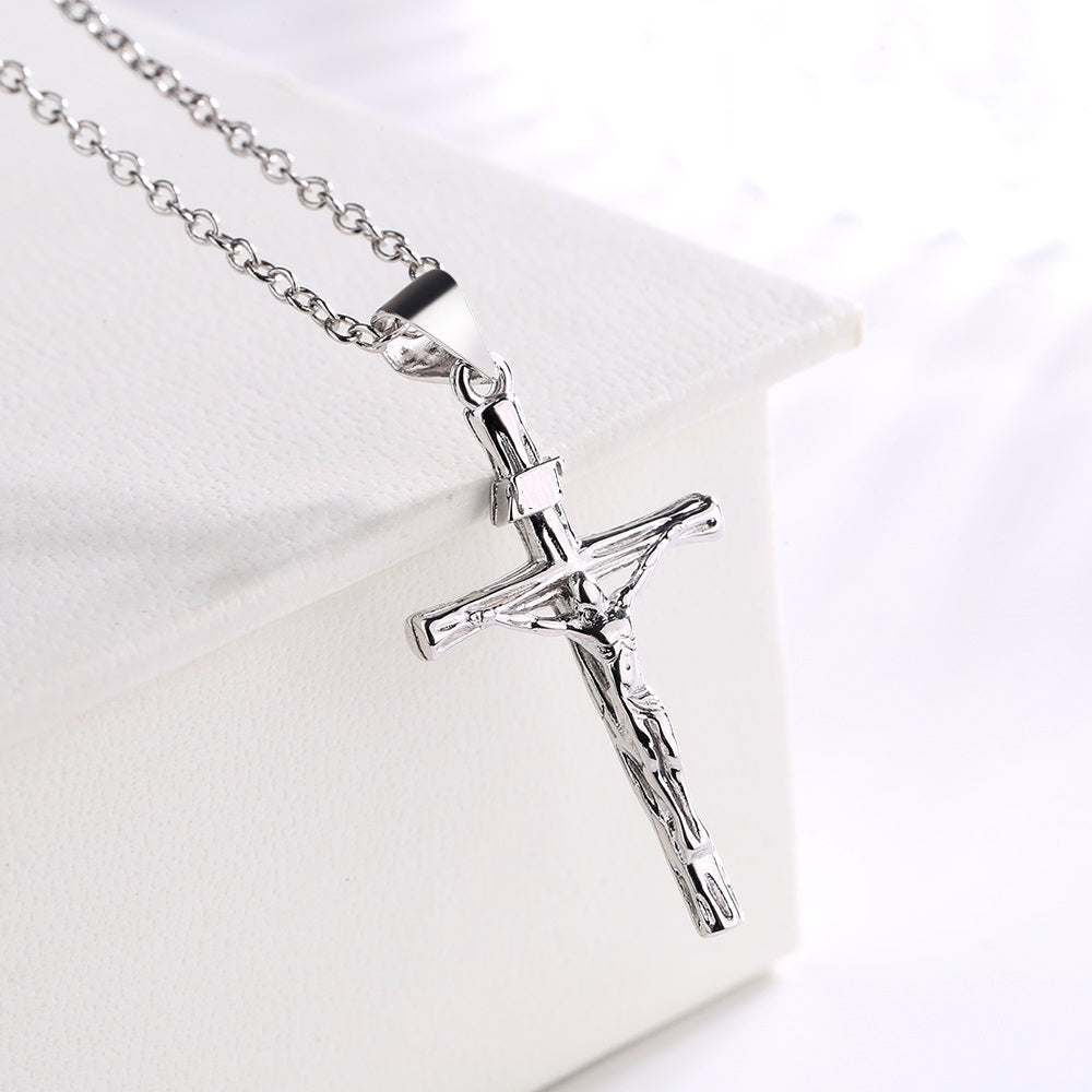 Silver Crucifix Cross Pendant Necklace - Gallery 4