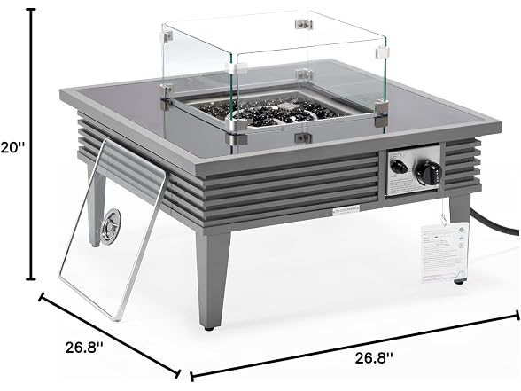 LeisureMod Walbrooke Modern Outdoor Square Fire Pit Table with Slats