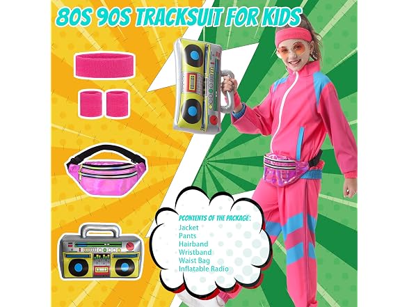 TIMSOPHIA Pink 80S Tracksuit for Kids