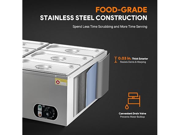 WILPREP Six 1/3 Pans Commercial Food Warmer