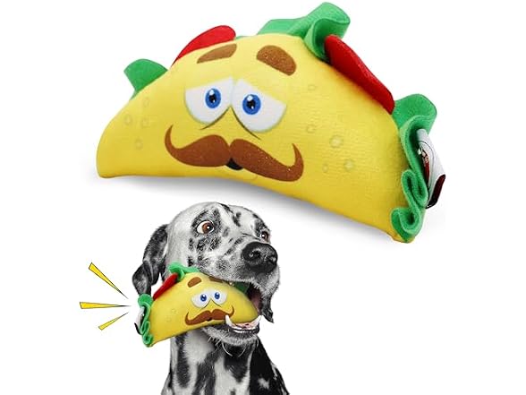 SPOT Fun Food Taco Plush Dog Toy with Squeaker
