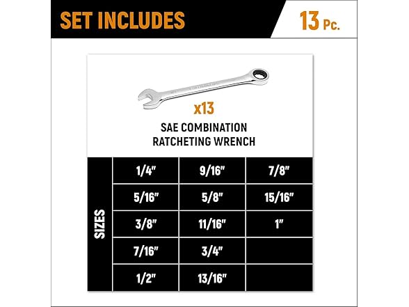 Gearwrench 9312 13pc 12pt Ratcheting Wrench Set SAE