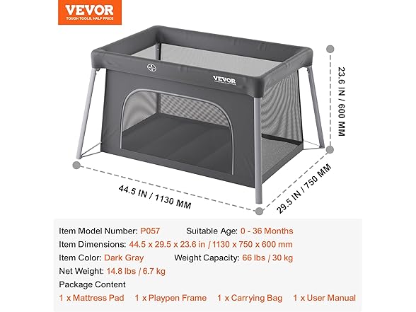 VEVOR Baby Travel Crib and Play Yard