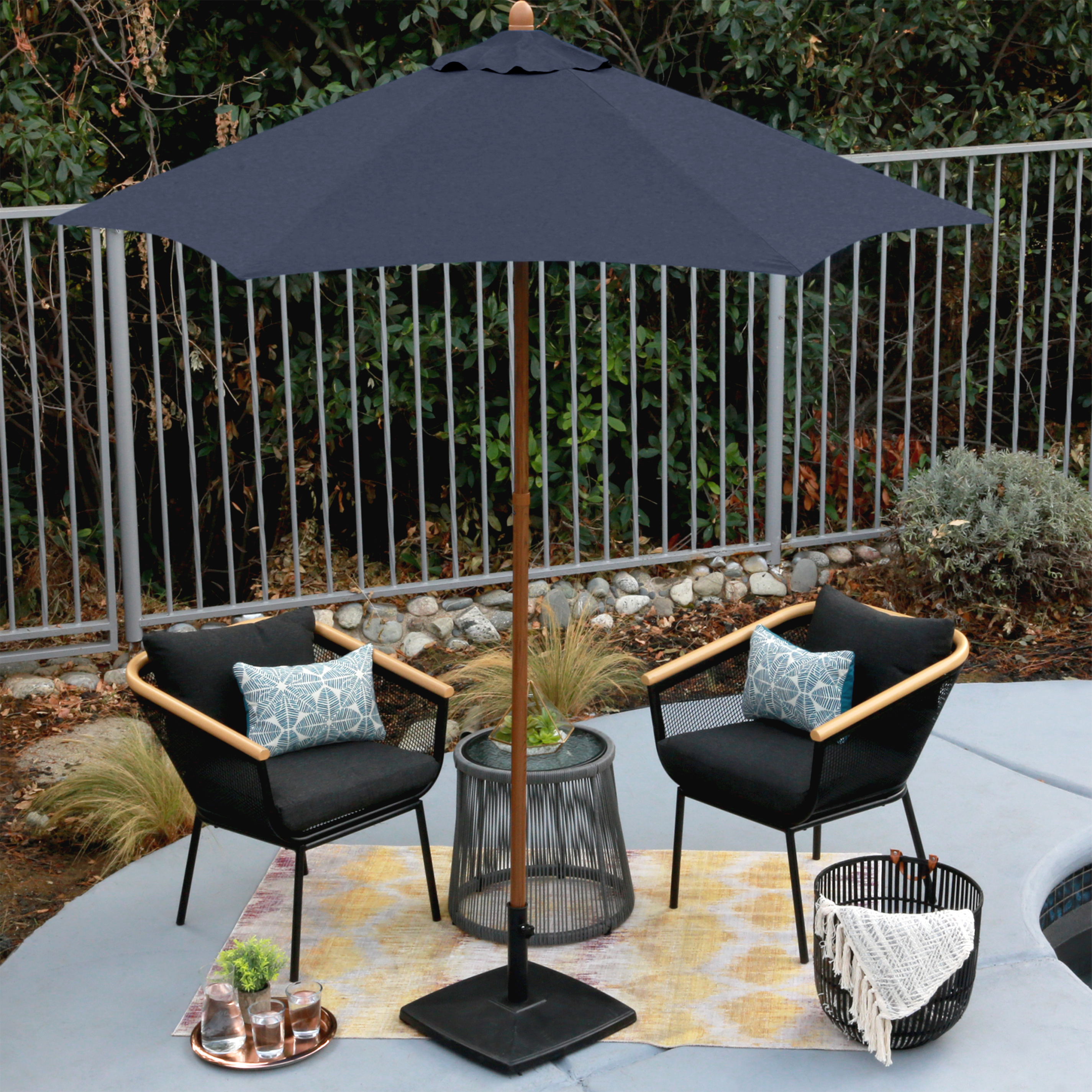 Astella 7.5' Rd Faux Wood Market Umbrella - Gallery 13