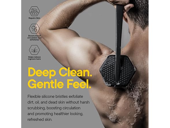 TOOLETRIES Silicone Back Scrubber for Shower, Body Brush - Charcoal