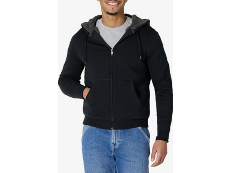 Amazon Essentials Hoodie For Men, Sherpa-Lined Full-Zip Fleece Sweatshirt, Small, Washed Black