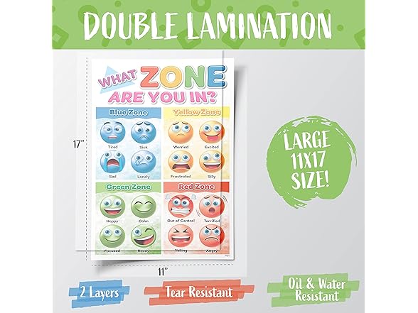 DeeDee's Feelings Chart Set, 11x17", 4pc