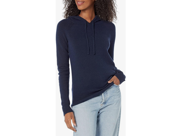 Amazon Essentials Women's Soft Touch Hooded Pullover Sweater, Navy, X-Small