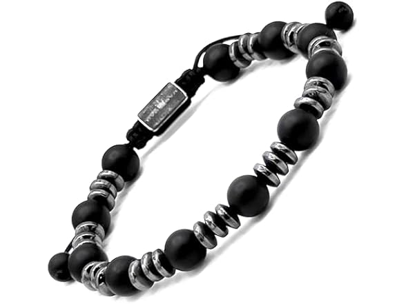 NVR GVN Mens Beaded Bracelet Black Onyx