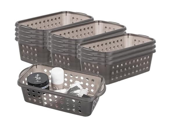 Cetomo Plastic Storage Baskets with Handle, 12 Pack