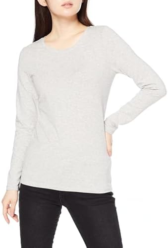 Amazon Essentials Women's Regular-Fit Long-Sleeve Crewneck T-Shirt (Available in Plus Size), Light Grey Heather, XX-Large