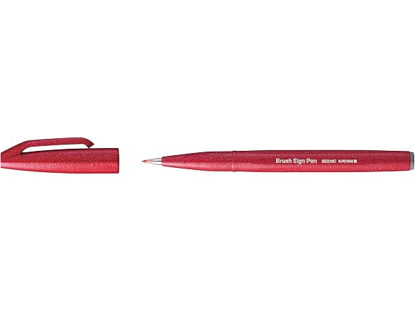 Pentel Brush Sign Pen SES15C-12 Fibre-Tip Pen 10 red
