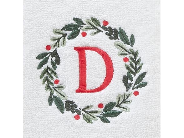 SKL Home Christmas/Winter Wreath Monogram Hand Towel