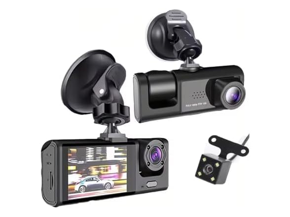 JHXLETU APP-Auto-135 1080P 3-Channel Dash Cam Front