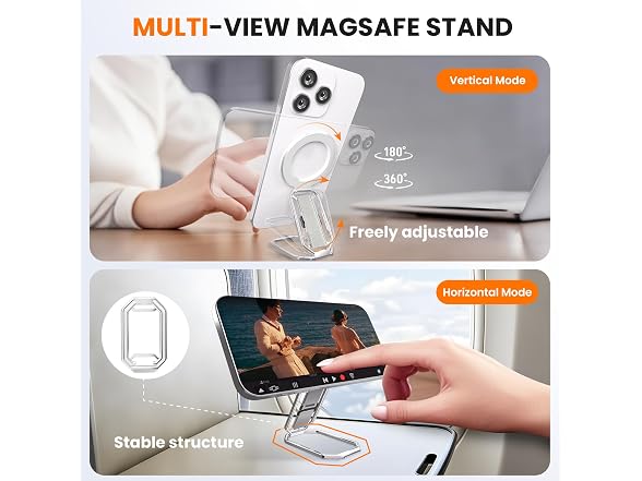 HYCZAAE Silver 4-in-1 Phone Grip Stand