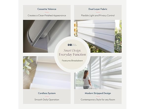CHICOLOGY Zebra Blinds Cordless Window Shades 58"W x 72"H