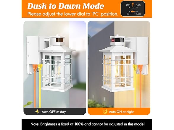 Kondras Porch Light with GFCI Outlets Built-in, Motion Sensor Dusk to Dawn