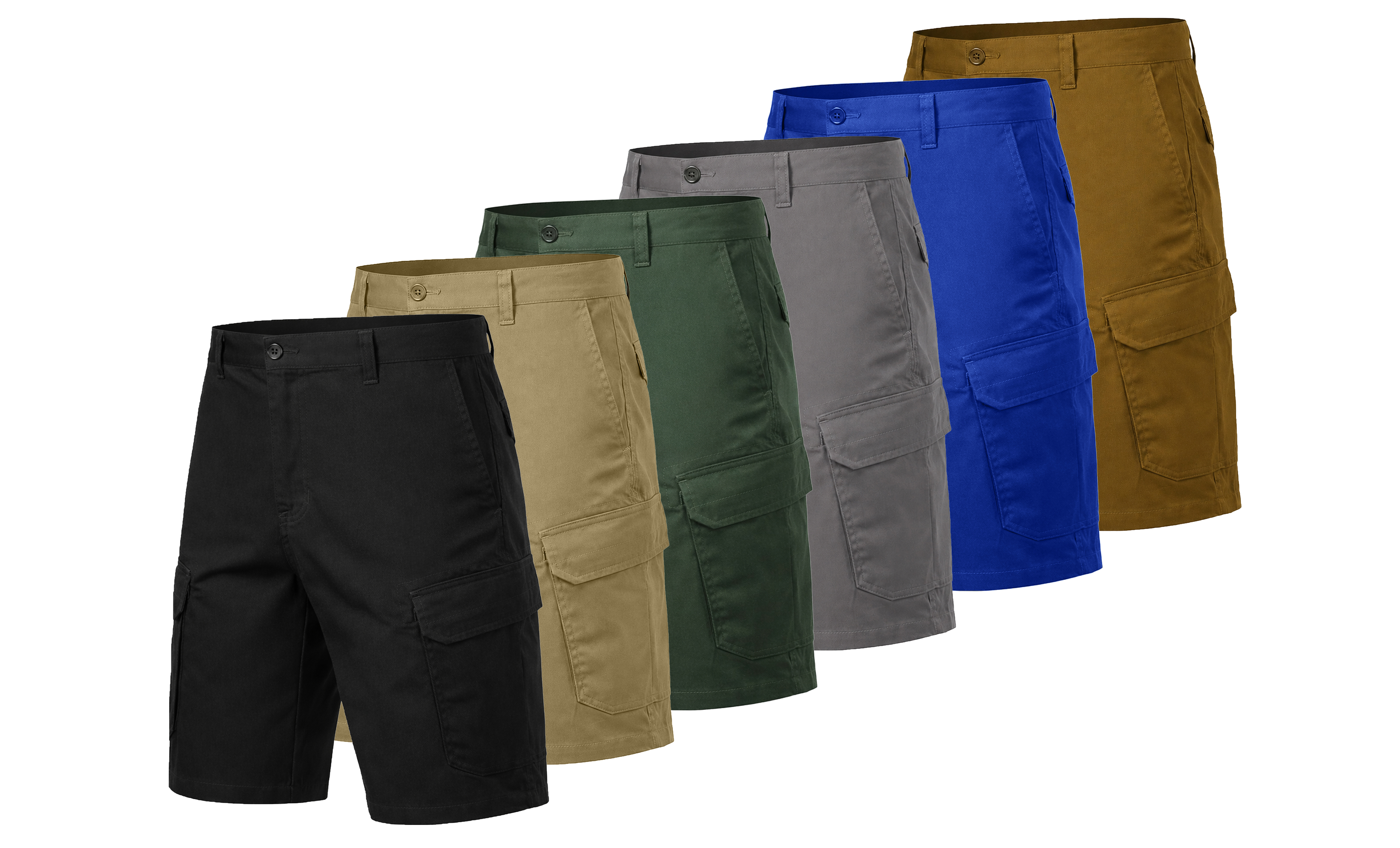 3Pk Mens Cotton Stretch Cargo Shorts - Gallery 16