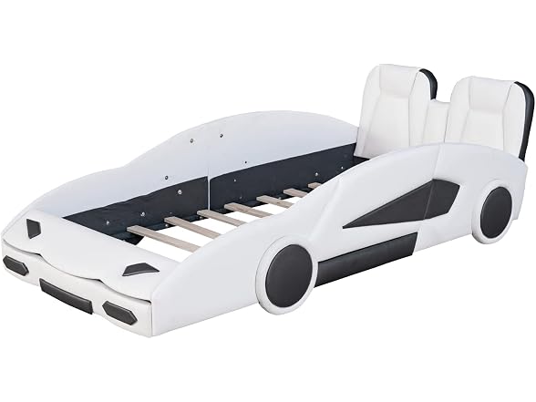 FridayParts Twin Race Car Bed, White