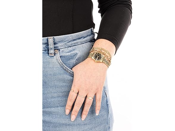 Armitron Women's Japanese Quartz Dress Watch with Stainless Steel Strap, Gold, 10 (Model: 75/2475BKGP) (Open Box)