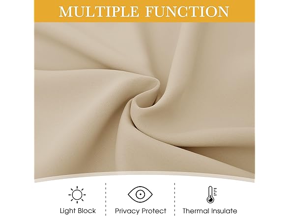 RYB HOME Beige Blackout Curtains 42"x84"