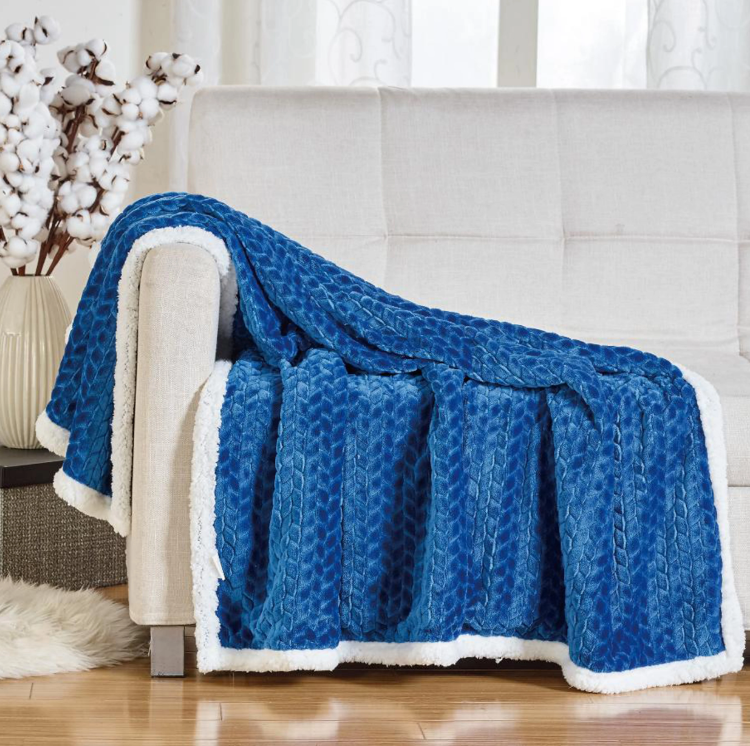 Ultra Soft Braided Reversible Sherpa Throw - Gallery 6