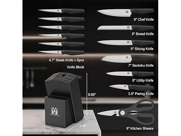 Vestaware 14 Pcs Kitchen Knife Set