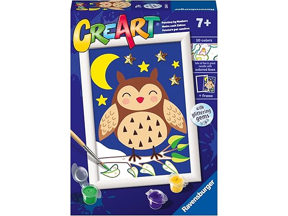 CreArt Cute Owl Paint by Numbers Kit