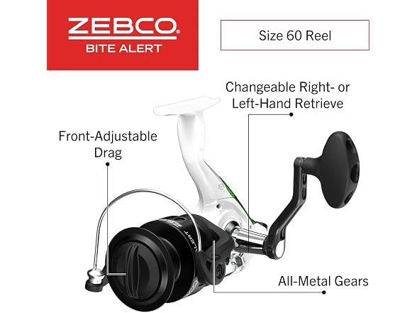 Zebco Bite Alert Spinning Reel and Fishing Rod Combo, 7-Foot