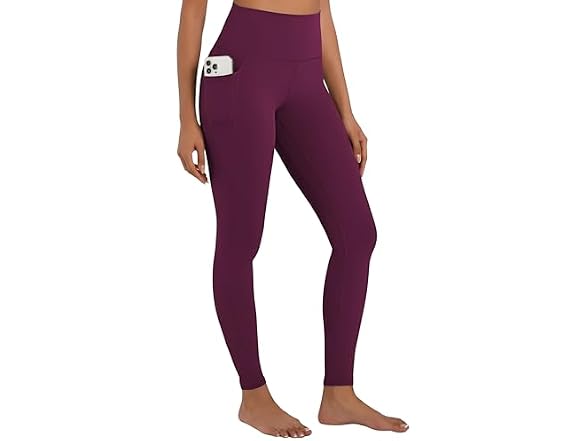 Sunzel Womens Leggings 25in M Black Cherry W/Pockets