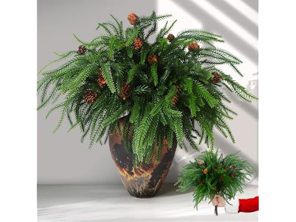 TISEMENT 12 Pcs Real Touch Norfolk Pine Branches