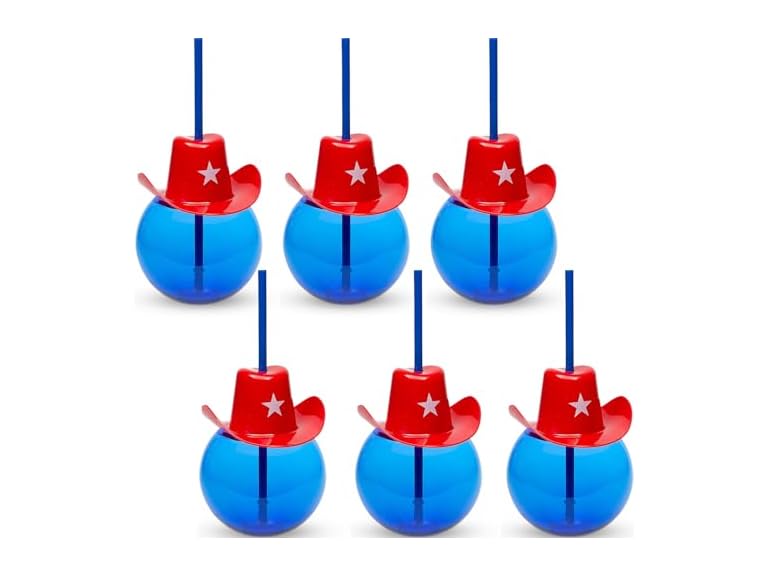 Fun Express Oz. Round Reusable Plastic Cups Straws