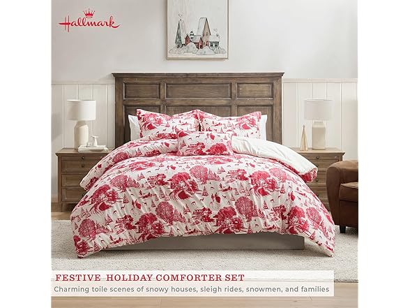 Hallmark Red Toile King Comforter Set