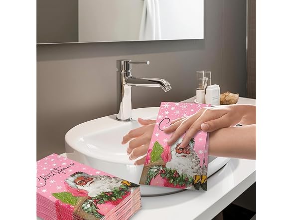 Kamiilah 60 Pink Santa Claus Napkins