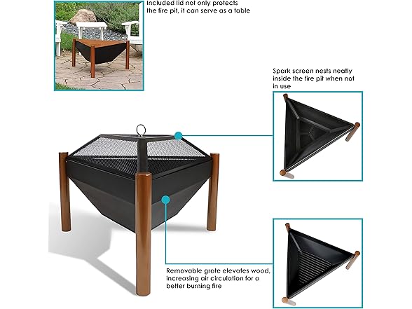 Sunnydaze 31" Steel Triangle Fire Pit