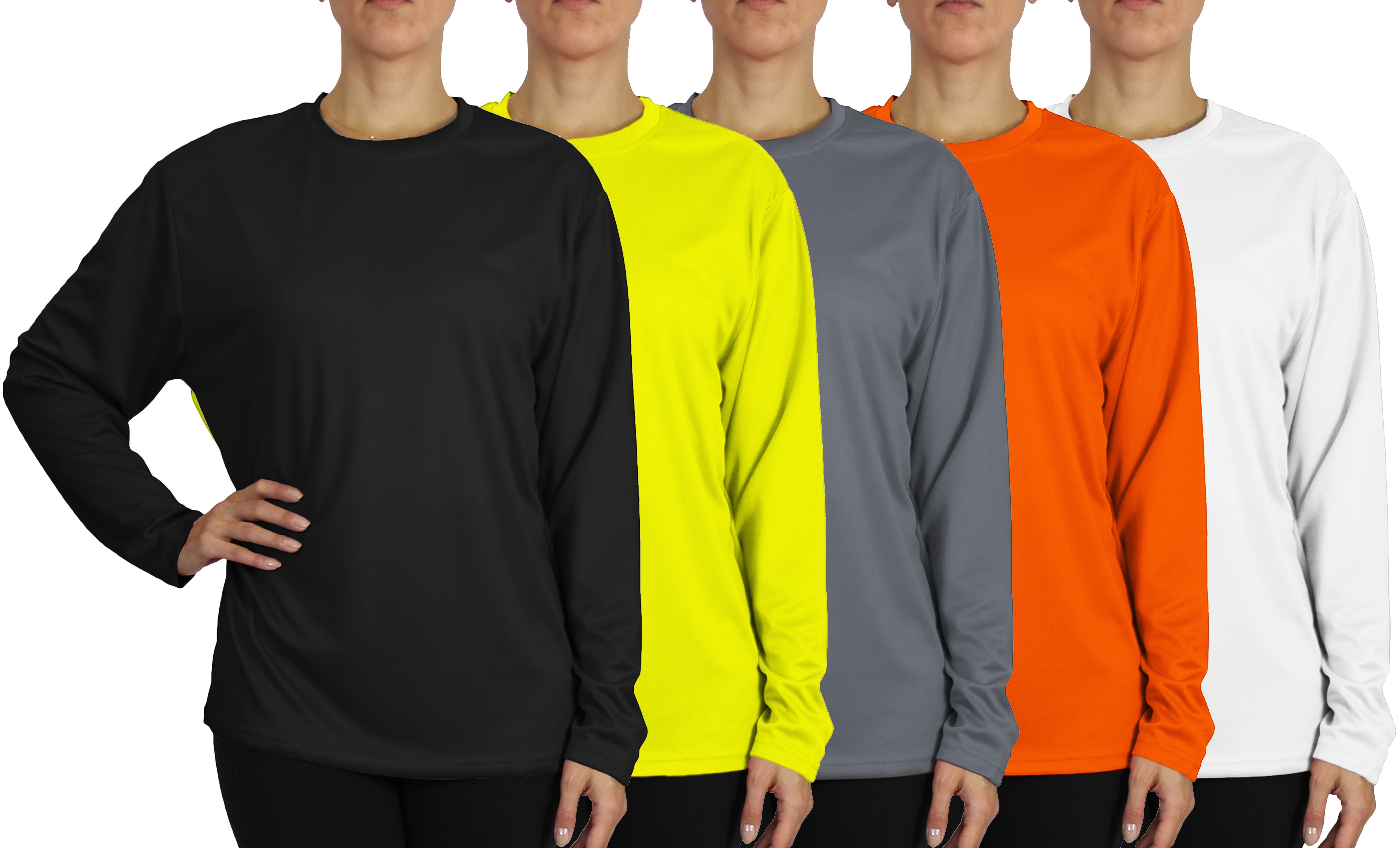 5Pk Womens L/S Loose Fit Performance Shirt - Gallery 7