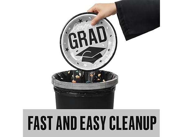 Fun Express Grad Plates 25pk Silver