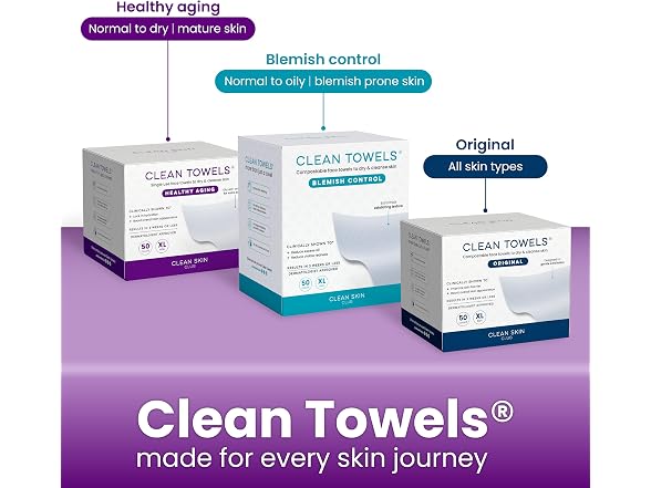 Clean Skin Club Healthy Aging Face Towels 50 Count
