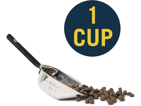 OurPet's Durapet Stainless Steel Food Scoop, 1 Cup,silver