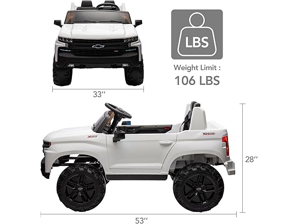 Kids Electric Ride on Car 2-Seater Truck,White