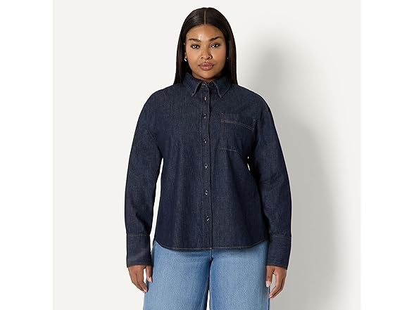 AE Womens OversizedFit Denim ButtonDown Shirt