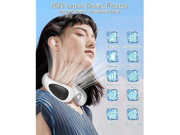 GAITIR Portable Neck Fan - White
