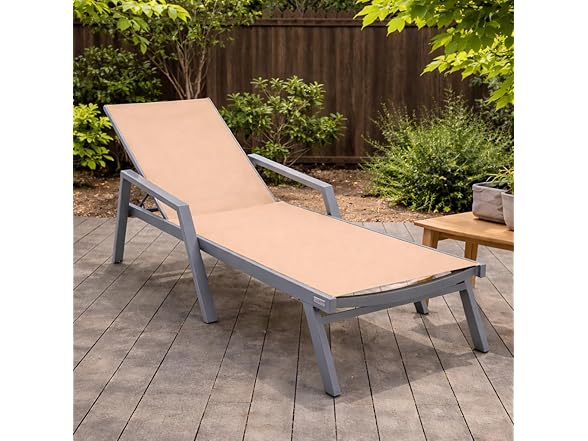 LeisureMod MLAGR-77LBR Marlin Chaise Lounge Light Brown