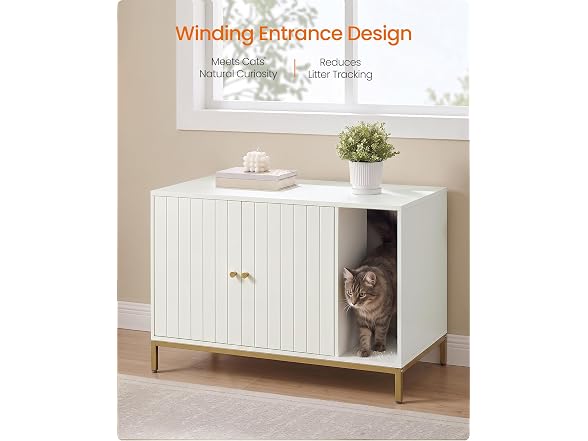 Feandrea Cat Litter Box Enclosure, with Scra