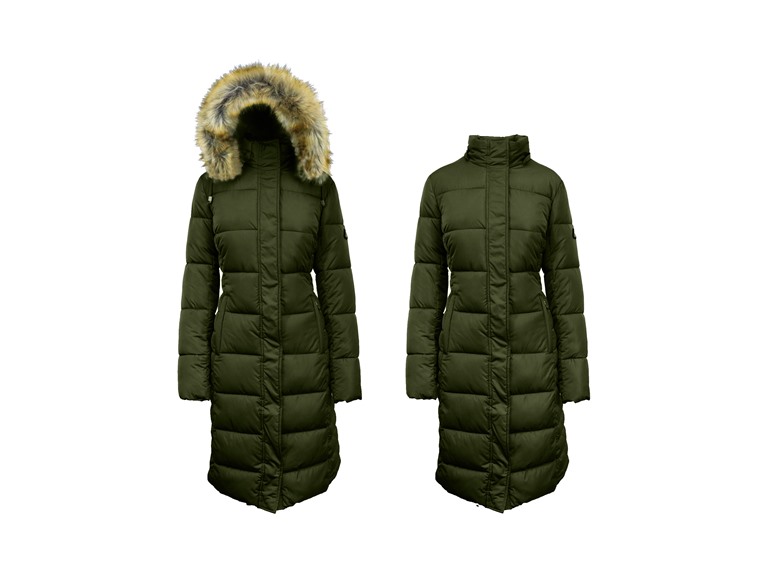 Womens Parka Jacket w/ Faux Fur Hood