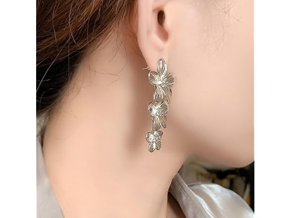 ZZFENGKR Bohemian Flower Earrings for Women 18K G